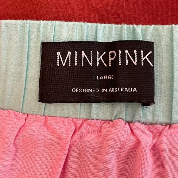 MINKPiNk L maxi skirt tropical Hawaiian beach coastal summer pink blue casual - Picture 4 of 7
